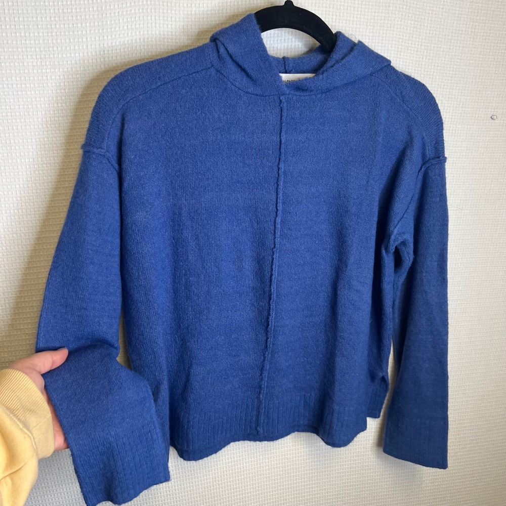 Central Park West Kid Royal Blue Knit Hoodie XL Exposed Seam Sweater